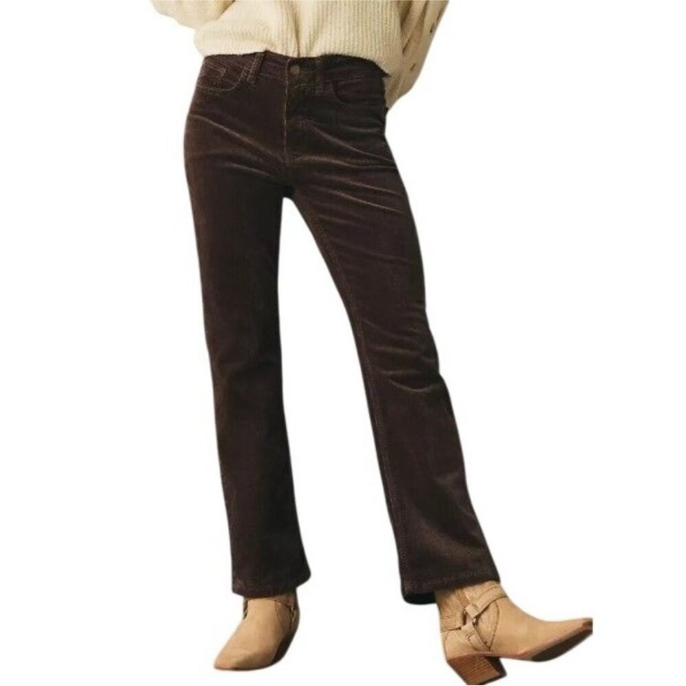 Anthropologie Pilcro Womens 23  Brown Yaya Mid Rise Corduroy Crop Flare Pant NWT